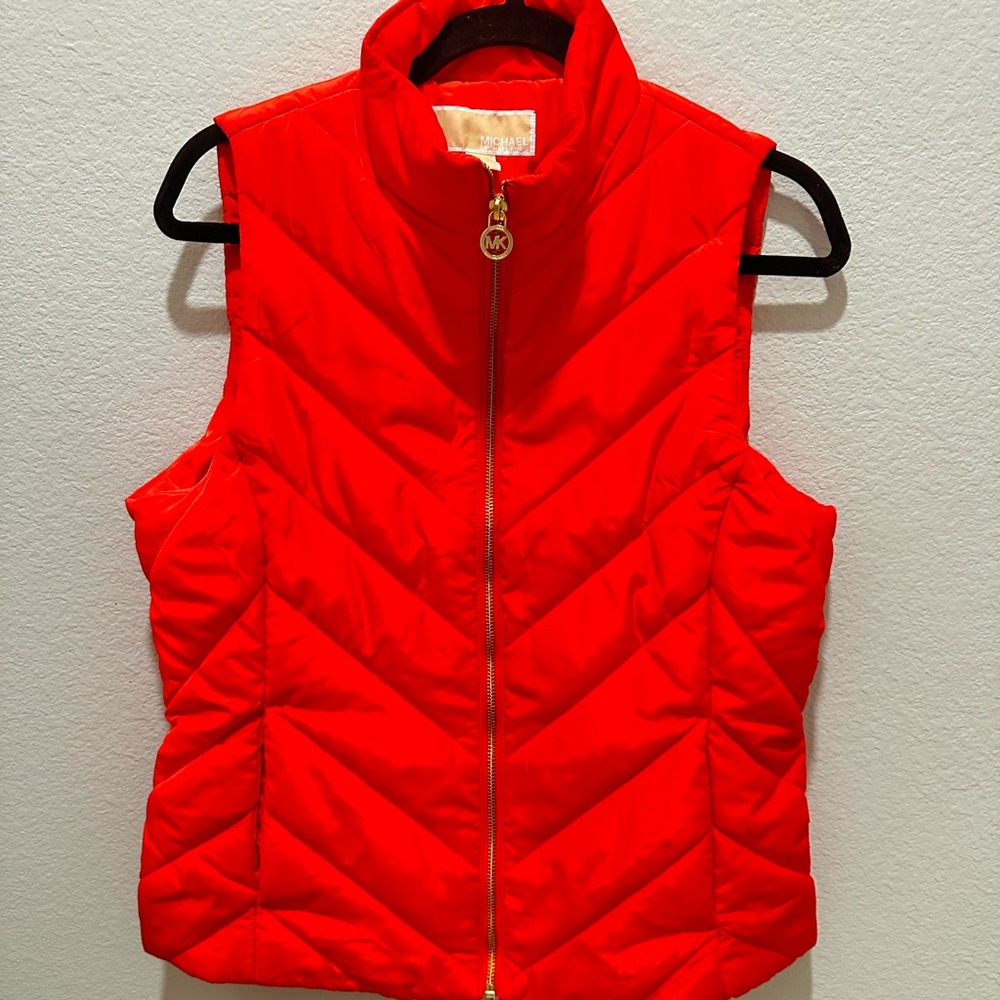 Michael Kors Emerald Bright Ruby Puffer Vest with… - image 1